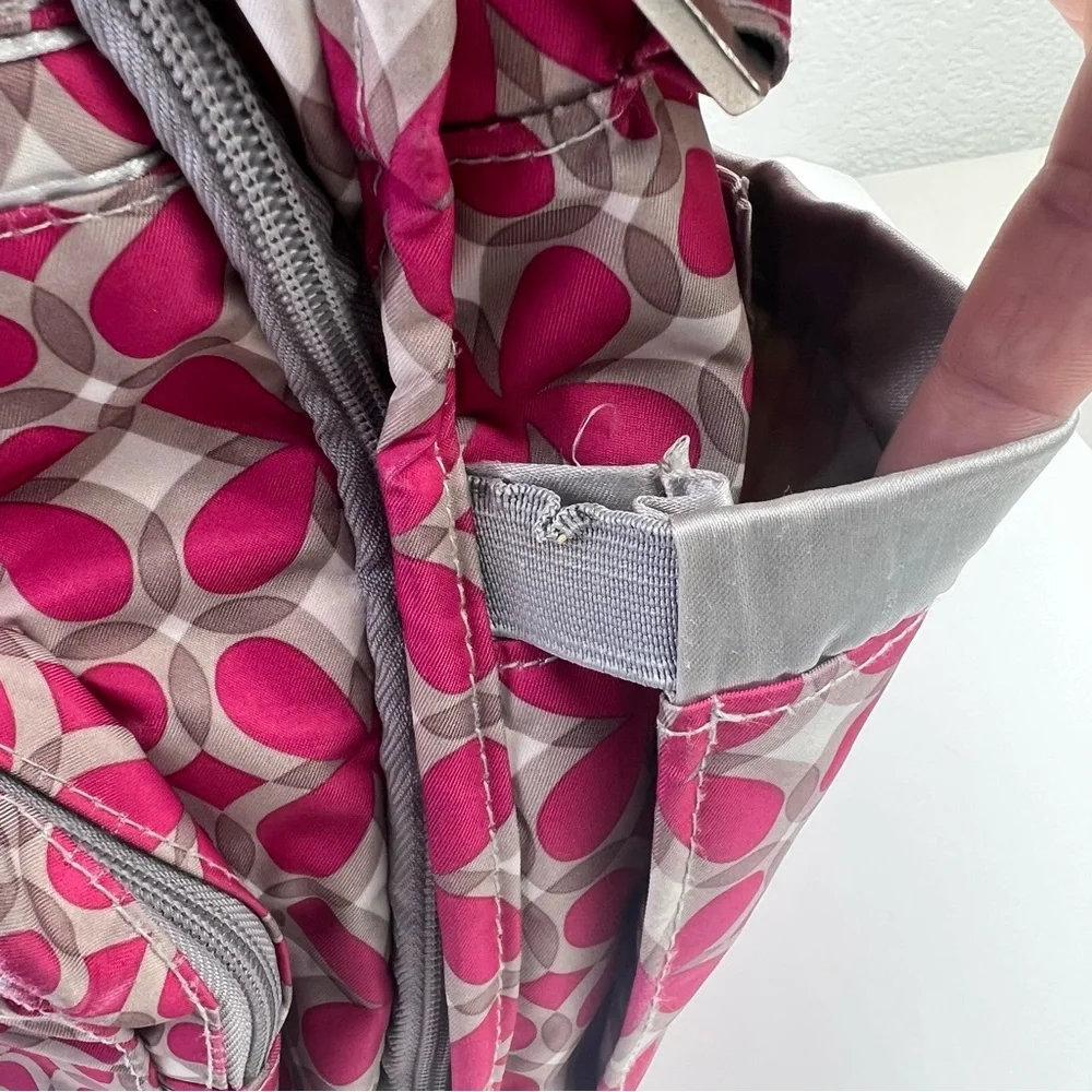 Ju Ju Be Gray Pink Crossbody Backpack Diaper Bag Tote